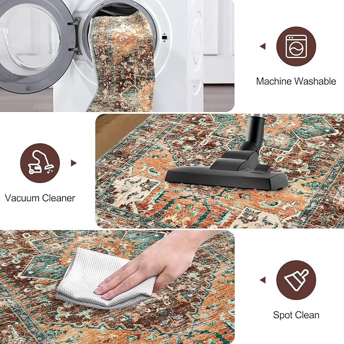 Yamaziot Washable Runner Rug Set of 3, Non-Slip Boho Hallway Kitchen Rug | - Image 5