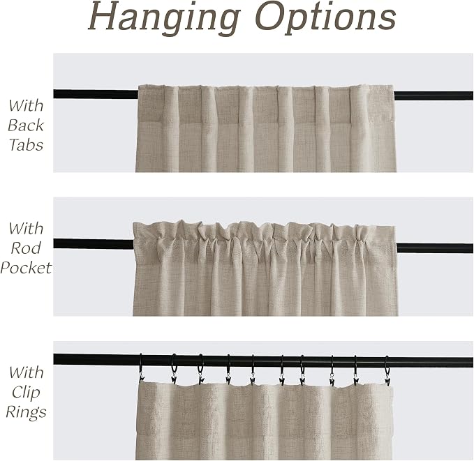 RYB HOME Light Filtering Linen Sheer Curtains 72 inch Long - Image 2