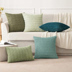 MIULEE Corduroy Decorative Throw Pillow Covers 16x16 Teal Green Pack of 2 | - Image 5
