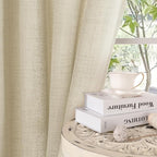 YoungsTex Warm Beige Linen Curtains 40 Inch Length, Short Light Filtering Drapes - Image 7