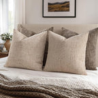 MIULEE Chenille Textured Euro Throw Pillow Covers Oatmeal 24x24 Set of 2 | - Image 5