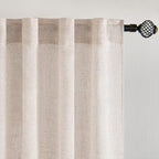 MIULEE Kitchen Curtain 36 Inch Long 2 Panels Natural Linen White Farmhouse | - Image 4
