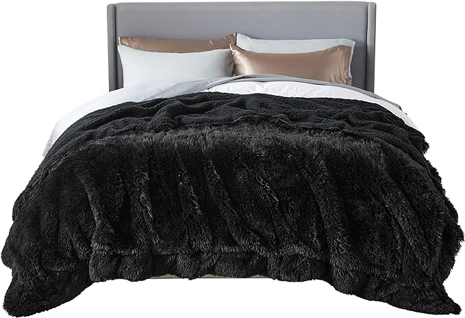 Bedsure GentleSoft Fluffy Black King Size Blanket by Unknown