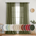 MIULEE Light Olive Green Linen Curtains 52x96 Inch Long 2 Panel by MIULEE
