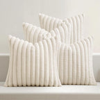 MIULEE Faux Fur Plush Decorative Throw Pillow Covers 20x20, Cream White | Set by MIULEE