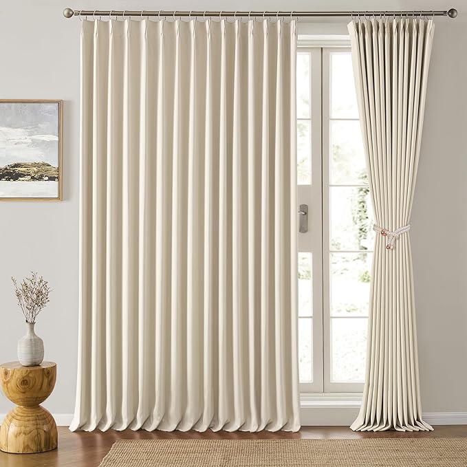 100 Inch Wide Curtains Drapes 95 Inches Long, Pinch Pleated Room Divider by KEQIAOSUOCAI