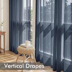 MIULEE Navy Blue Sheer Curtains 63 Inches Long 4 Panels 42 x 63 Inches | Light - Image 5