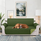 Reversible 4 Seater Sofa Cover 91" Large, Huntergreen | Couch Cover Furniture - Image 2
