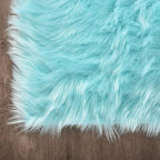 Latepis Light Blue Fluffy 2x6 Rug Runner Teal Shag Washable Area Rugs Faux Fur - Image 5
