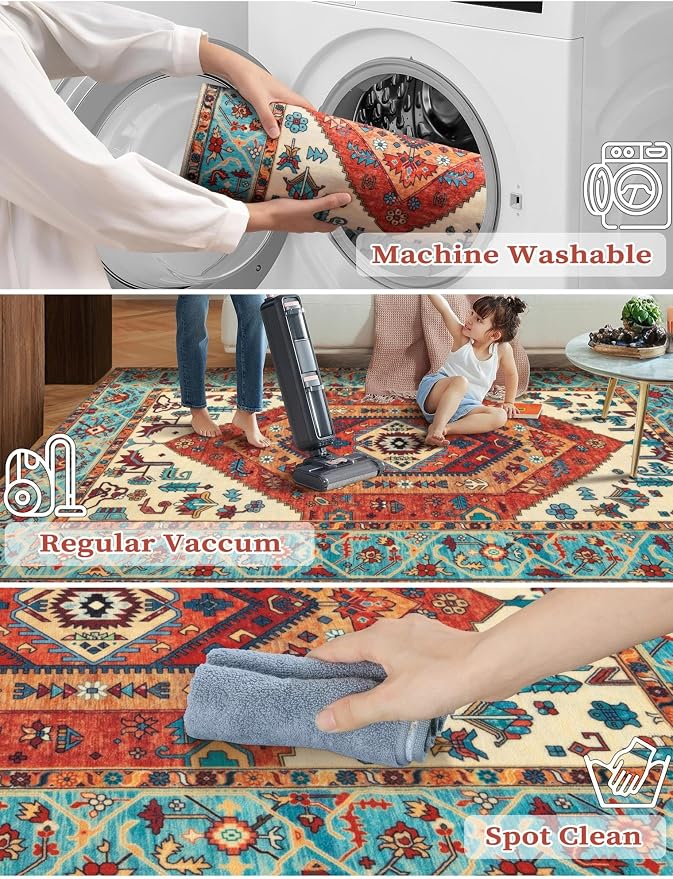 SERISSA 2'6"x18' Washable Non Slip Boho Runner Rug - Image 3