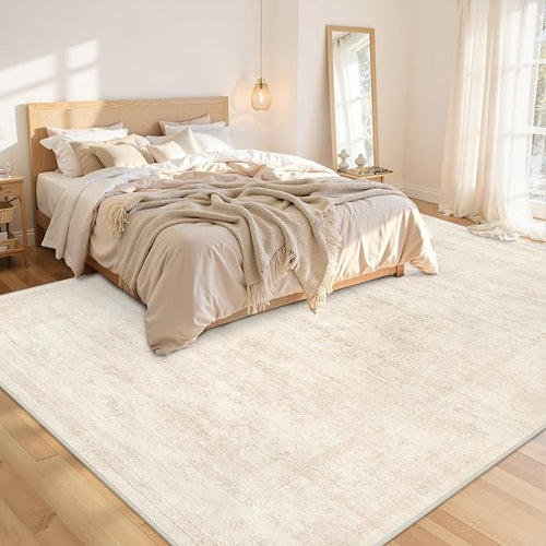 10x14 Area Rugs Living Room: Bedroom Washable Carpet Retro Beige | Large - Image 2
