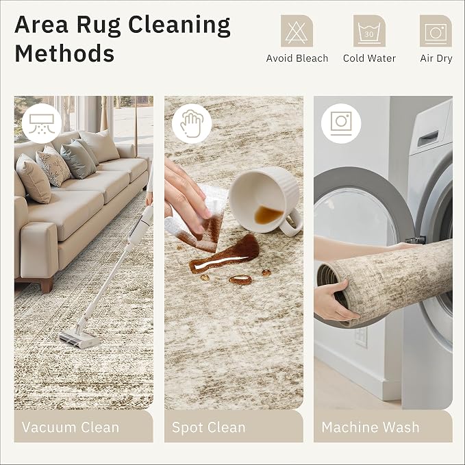 Soalmost 3x4 Rugs Non-Slip, Small Washable Kitchen Entryway Area Rug Brown | - Image 9