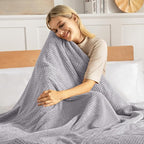 Exclusivo Mezcla Soft Waffle Fleece Bed Blanket Queen Size, Light Gray | - Image 2