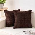 Pack of 2 Corduroy Decorative Throw Pillow Covers 26x26 Inch, Dark Brown | Fall by Unknown