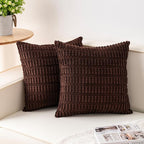 Pack of 2 Corduroy Decorative Throw Pillow Covers 26x26 Inch, Dark Brown | Fall by Unknown