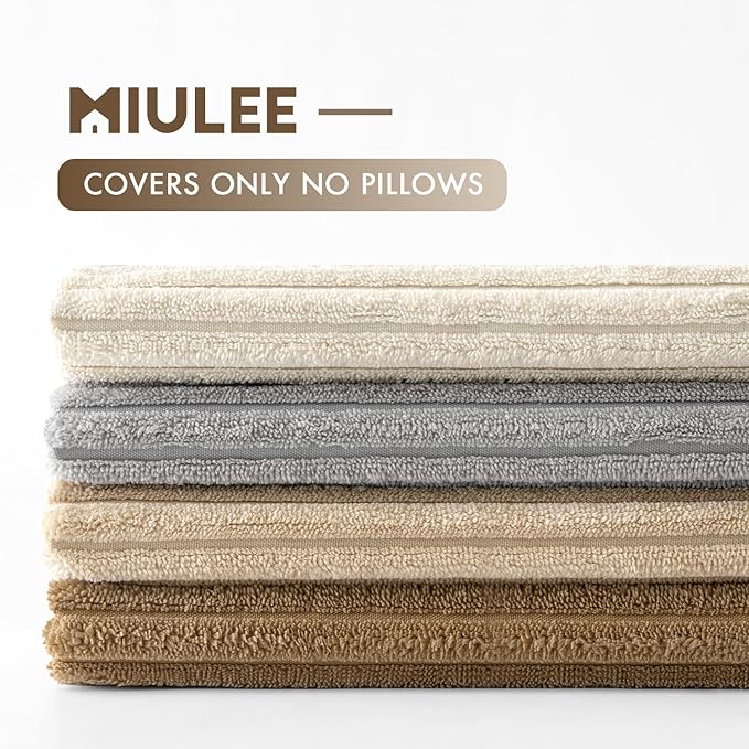 MIULEE Soft Corduroy Decorative Throw Pillow Covers Neutral 18x18 | Set of 4 - Image 6