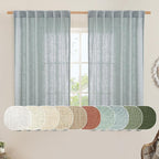Greyish Blue Linen Curtains 45 Inches Long by LAMIT