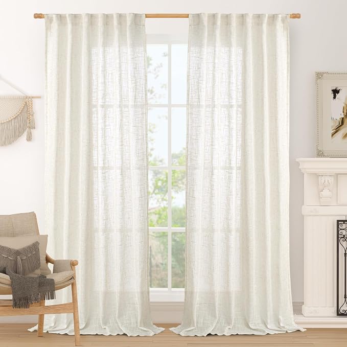 120 inch Semi Sheer Linen Curtains by LAMIT