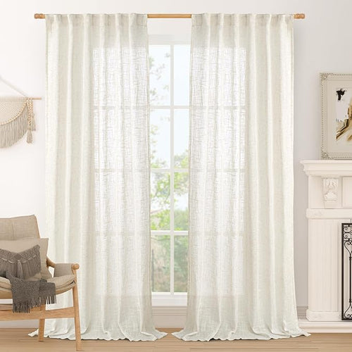 108 inch Semi Sheer Linen Curtains by LAMIT