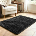 3x5 Black Fluffy Soft Area Rug Non-Slip - Image 3