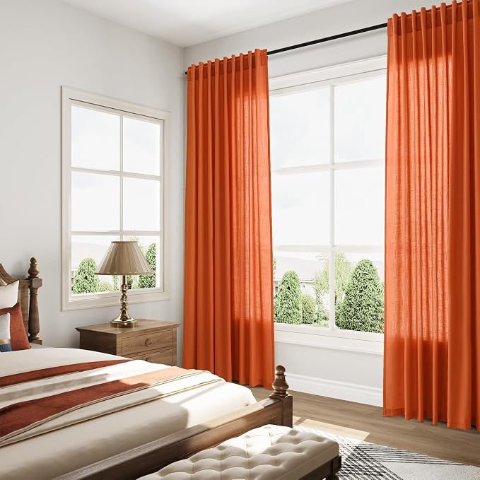 Bright Orange Curtains 63 Inches Long 2 Panel Sets - Image 8