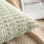 MIULEE Euro Sham Corduroy Decorative Throw Pillow Covers 24x24 Light Green | - Image 3