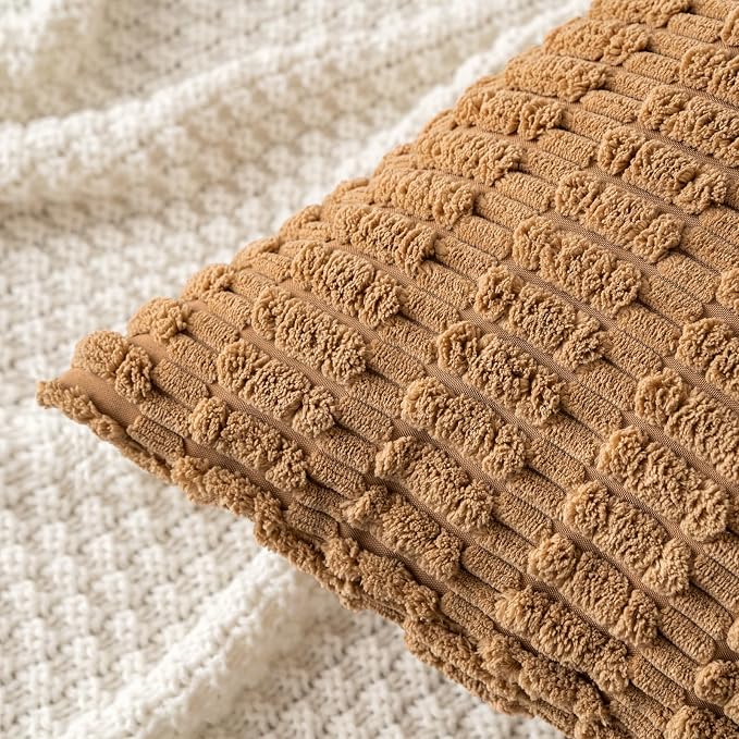 MIULEE Lumbar Corduroy Decorative Throw Pillow Covers 12x20 Brown Pack of 2 | - Image 5