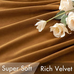 MIULEE Velvet Curtains 52x63 inches 2 Panels Gold Brown Blackout Curtains | - Image 4