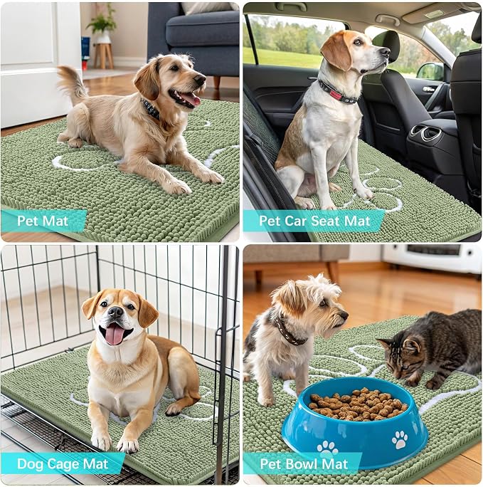 OLANLY Dog Door Mat for Muddy Paws 47x32, Paw Print Design Chenille Mud Mat | - Image 7