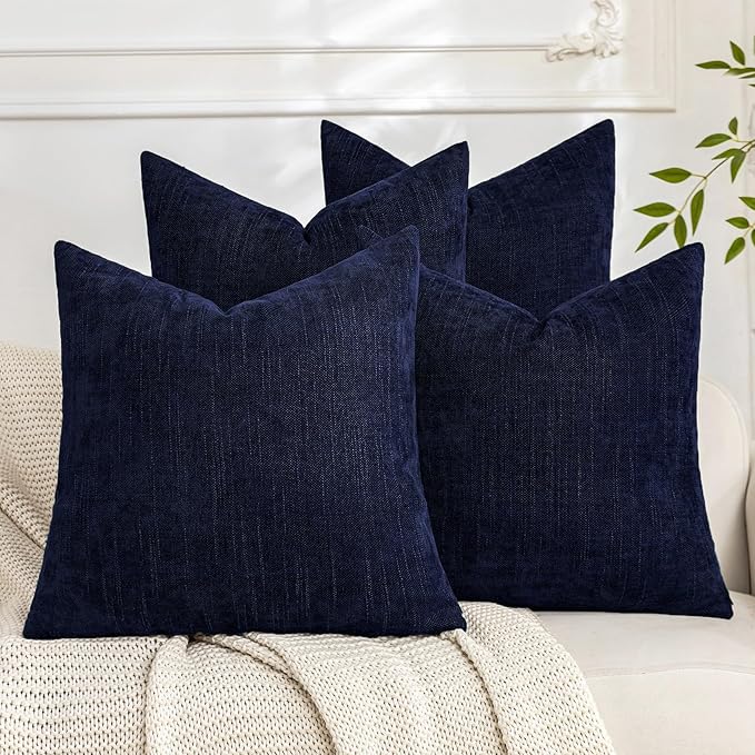 Set of 4 Soft Textured Decorative Throw Pillow Covers 22x22 Inch Cozy Farmhouse by Cozoomy