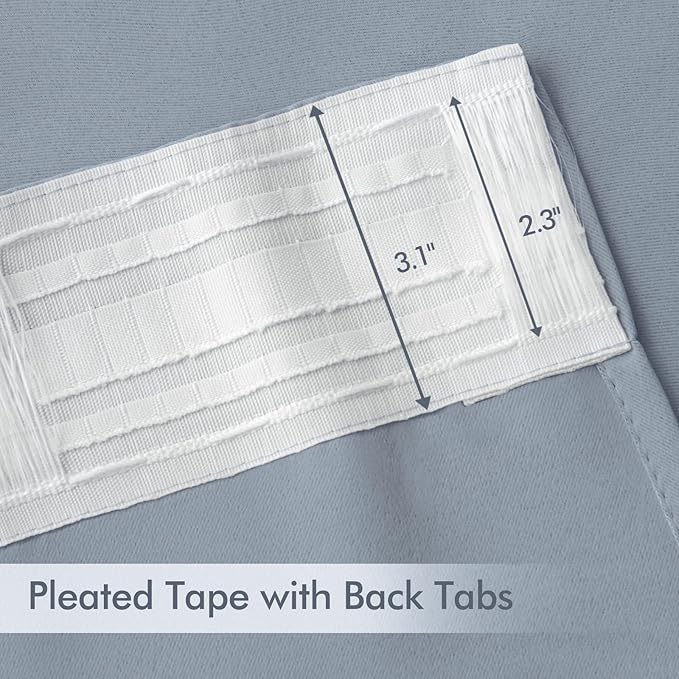 MIULEE Light Blue Back Tab Blackout Curtains 52x120 Inch Long 2 Panels Set | - Image 4