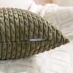 Set of 4 Olive Green Decorative Throw Pillow Covers 18x18 Inch Corduroy Pillow - Image 5