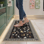 Black Floral Hallway Runner Rug 2x6 - Image 2