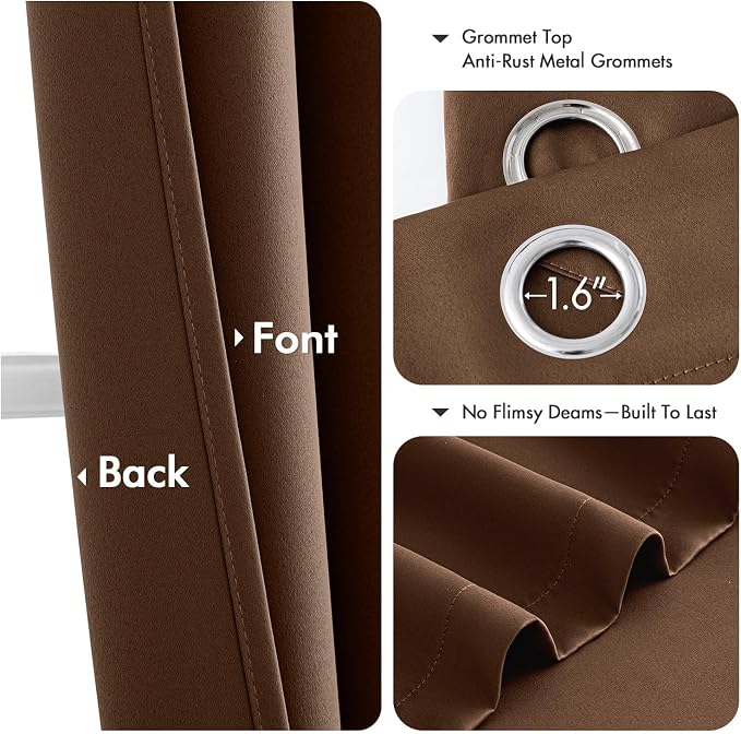 MIULEE Blackout Curtains for Bedroom 2 Panels 40 x 54 Inch Long Mocha Brown | - Image 4