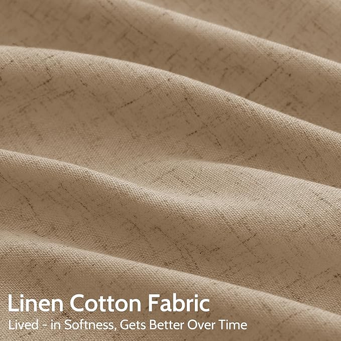 Sand Beige Linen Curtains 132 Inch Length - Image 4