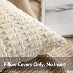 MIULEE Euro Sham Corduroy Decorative Throw Pillow Covers 22x22 Cream White | - Image 7