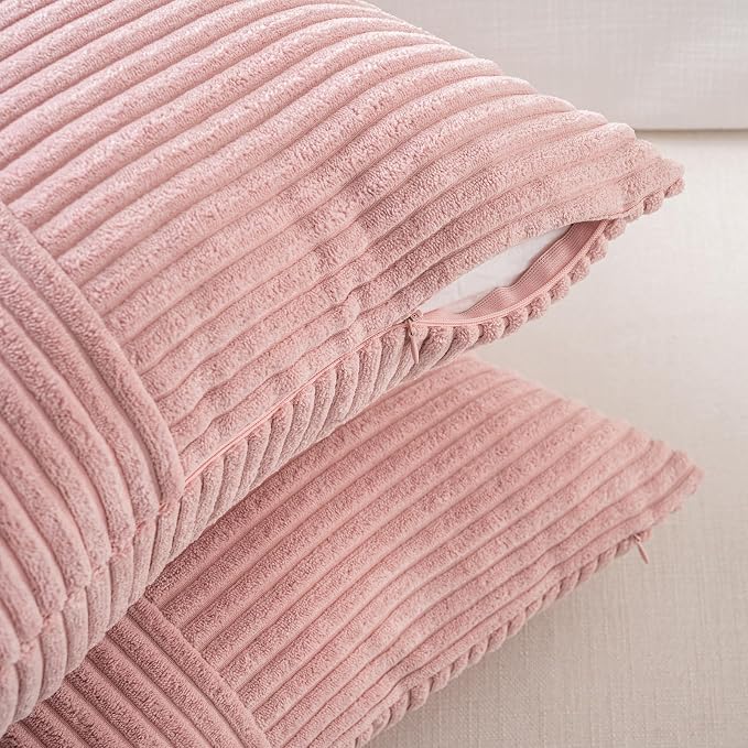 Fancy Homi 2 Packs Blush Pink Samll Decorative Throw Pillow Covers 14x14 Inch - Image 4