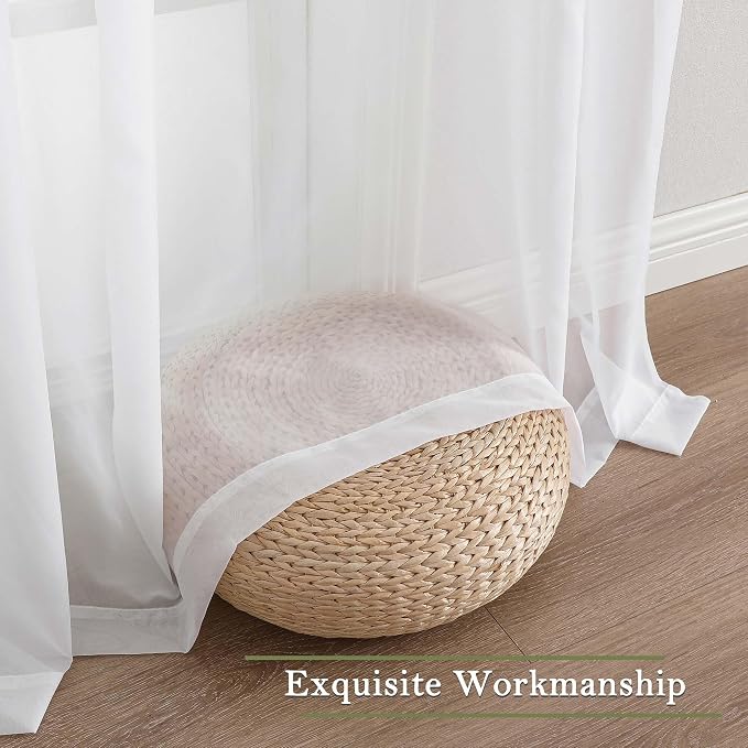White Sheer Curtains 90 Inches Long 2 Panels, Light Filtering Airy Voile - Image 9