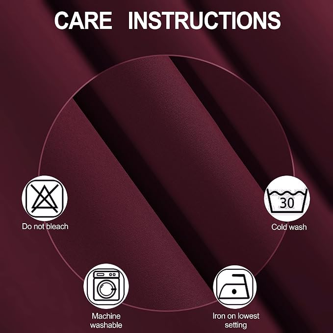 Burgundy Red Thermal Blackout Curtains/52 x 54 Inch/Set of 2 Panels Room - Image 4