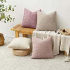 MIULEE Soft Decorative Chenille Pillow Covers Light Pink 18x18 Pack of 4 | - Image 4