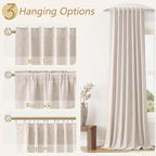Oatmeal 100% Blackout Linen Curtains 63 Inch Length 2 Panels Set - Image 6