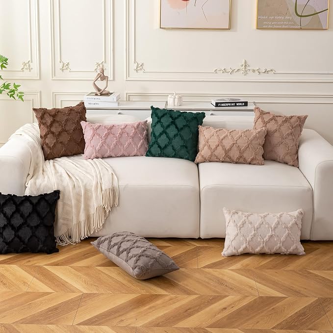 Set of 2 Soft Moroccan Throw Pillow Covers 22x22 Inch Plush Boho Decorative - Image 2