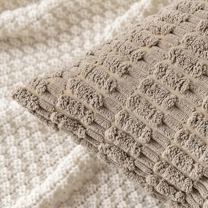 MIULEE Euro Sham Decorative Throw Pillow Covers 26x26 Light Brown Pack of 2 | - Image 6