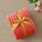 BEDELITE Striped Fleece Throw Blanket, Coral Red, Soft Cozy, Lightweight Warm - Image 6