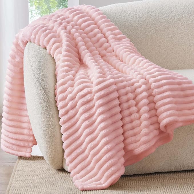 BEDELITE Striped Fleece Throw Blanket, Soft Cozy, Lightweight Warm, Machine - Image 3