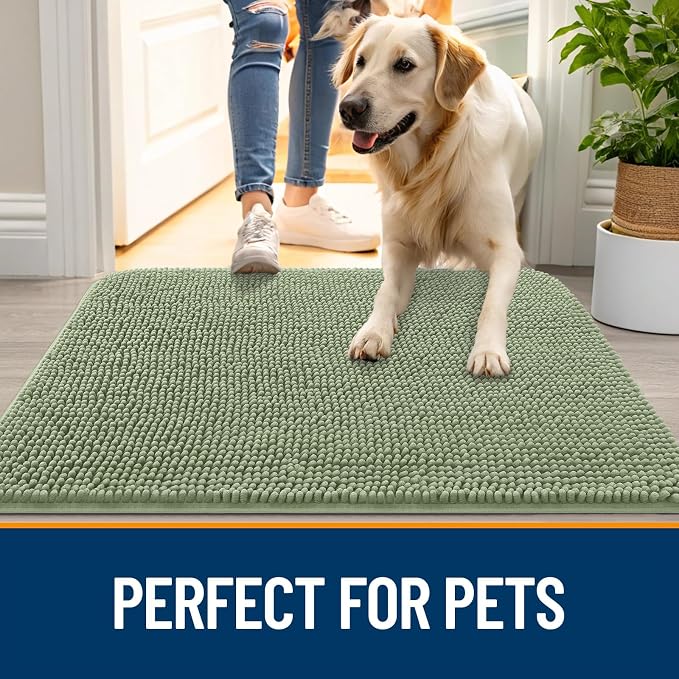 OLANLY Dog Door Mat for Muddy Paws 50x30, Super Absorbent Chenille Mud Mat | - Image 6