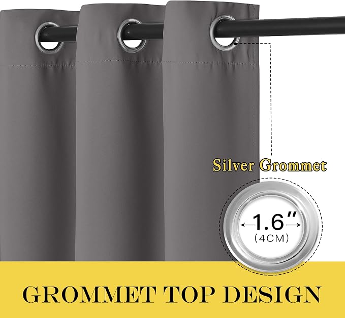 NICETOWN Grey Bedroom Blackout 90 inch Curtain - Image 3