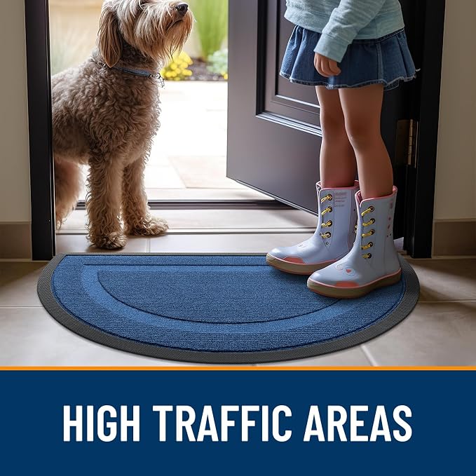 OLANLY Half Circle Front Door Mat Outside 47x23 All-Season Rubber Doormat | - Image 6