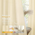 Light Filtering Beige Linen Curtains - Image 5