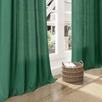 Dark Green Linen Curtains 102 Inches Long Rod Pocket Back Tab Drapes 2 Panels - Image 6